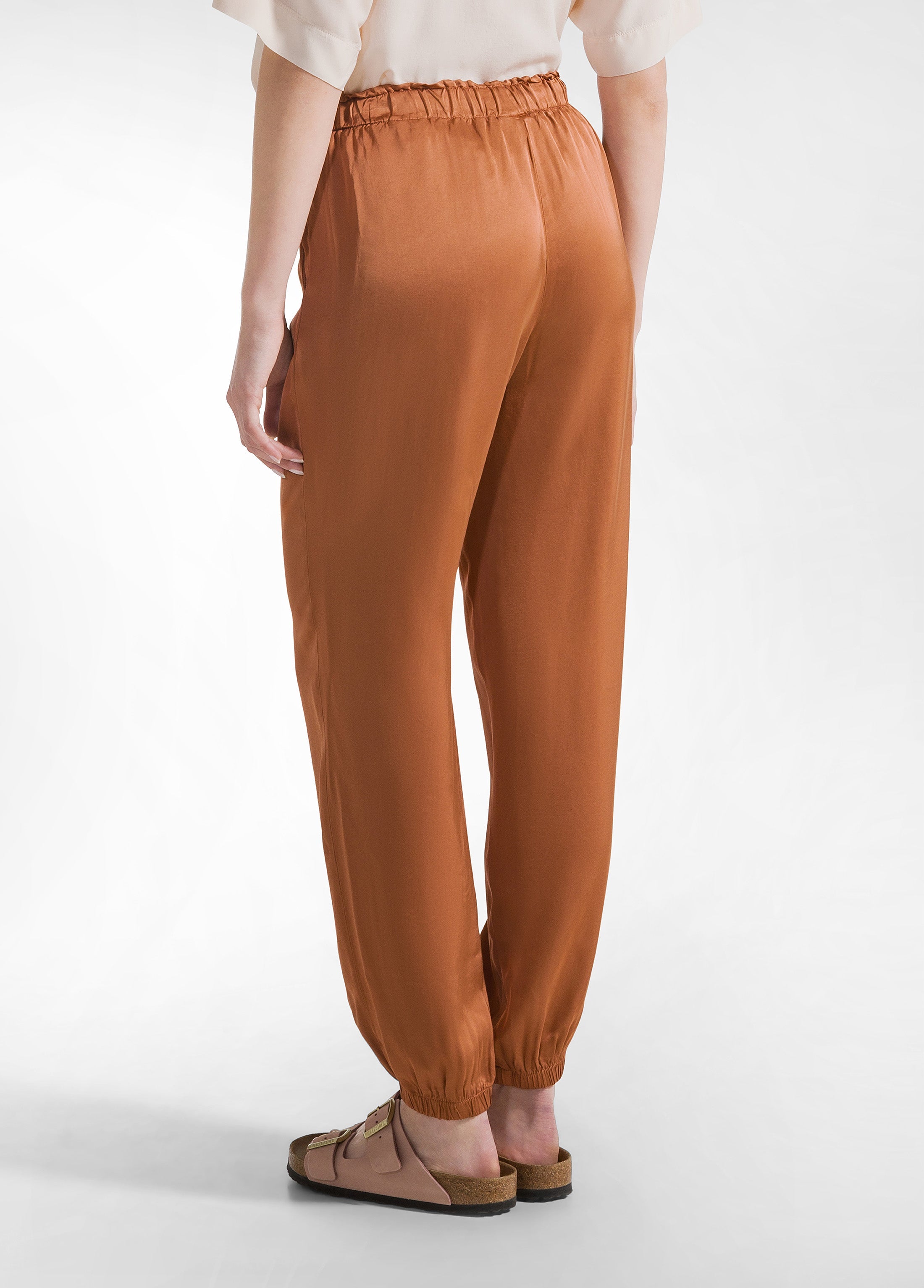 deha-pantalone-jogger-in-raso-di-viscosa-marrone image 3