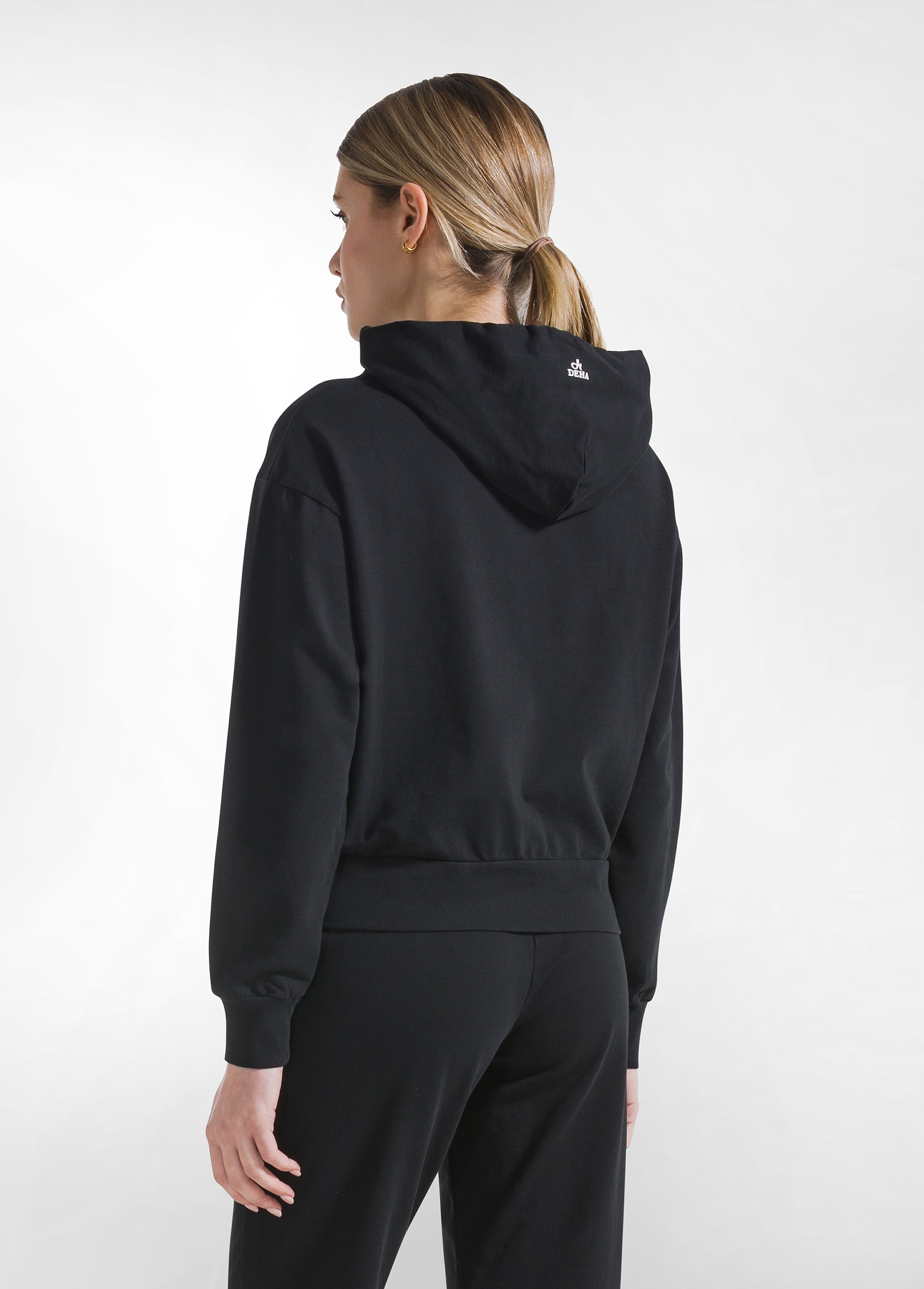 deha-felpa-con-cappuccio-full-zip-in-tessuto-stretch-nero image 2