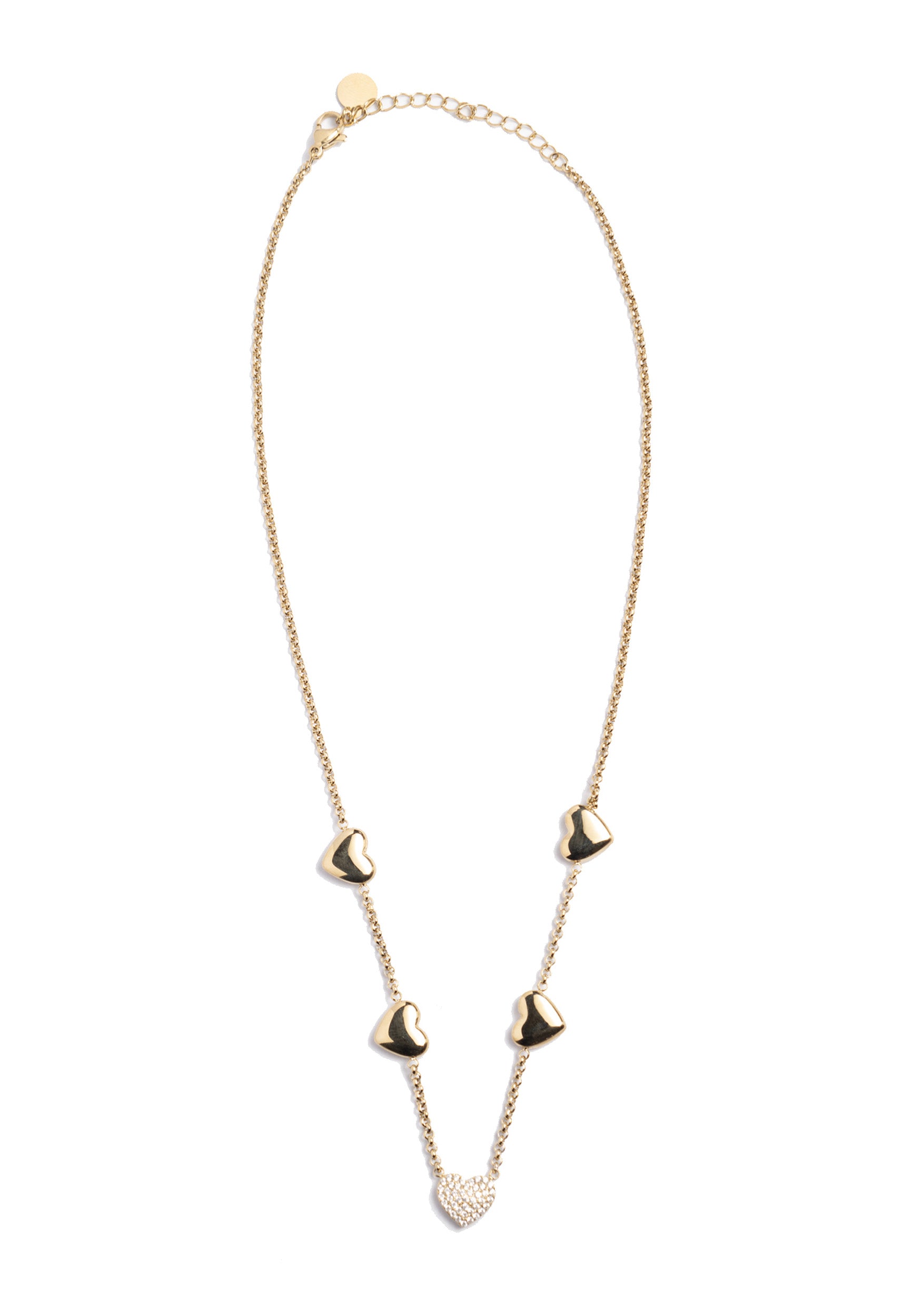 freddy-collana-in-acciaio-dorato-con-cuori-e-strass image 1