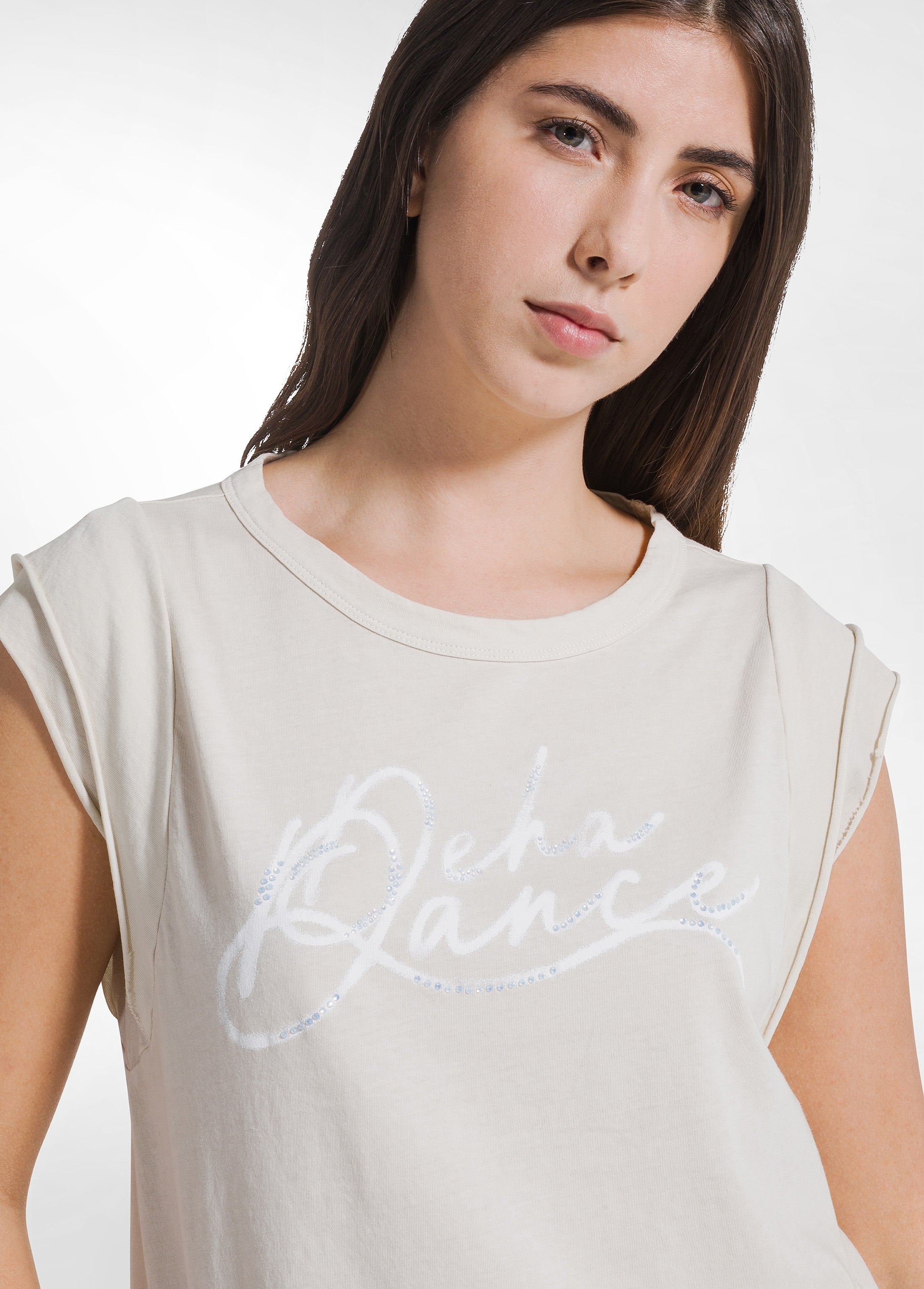 deha-t-shirt-d42602-grafica-effetto-fade-beige-t-shirt-cotone-organico-donna image 3