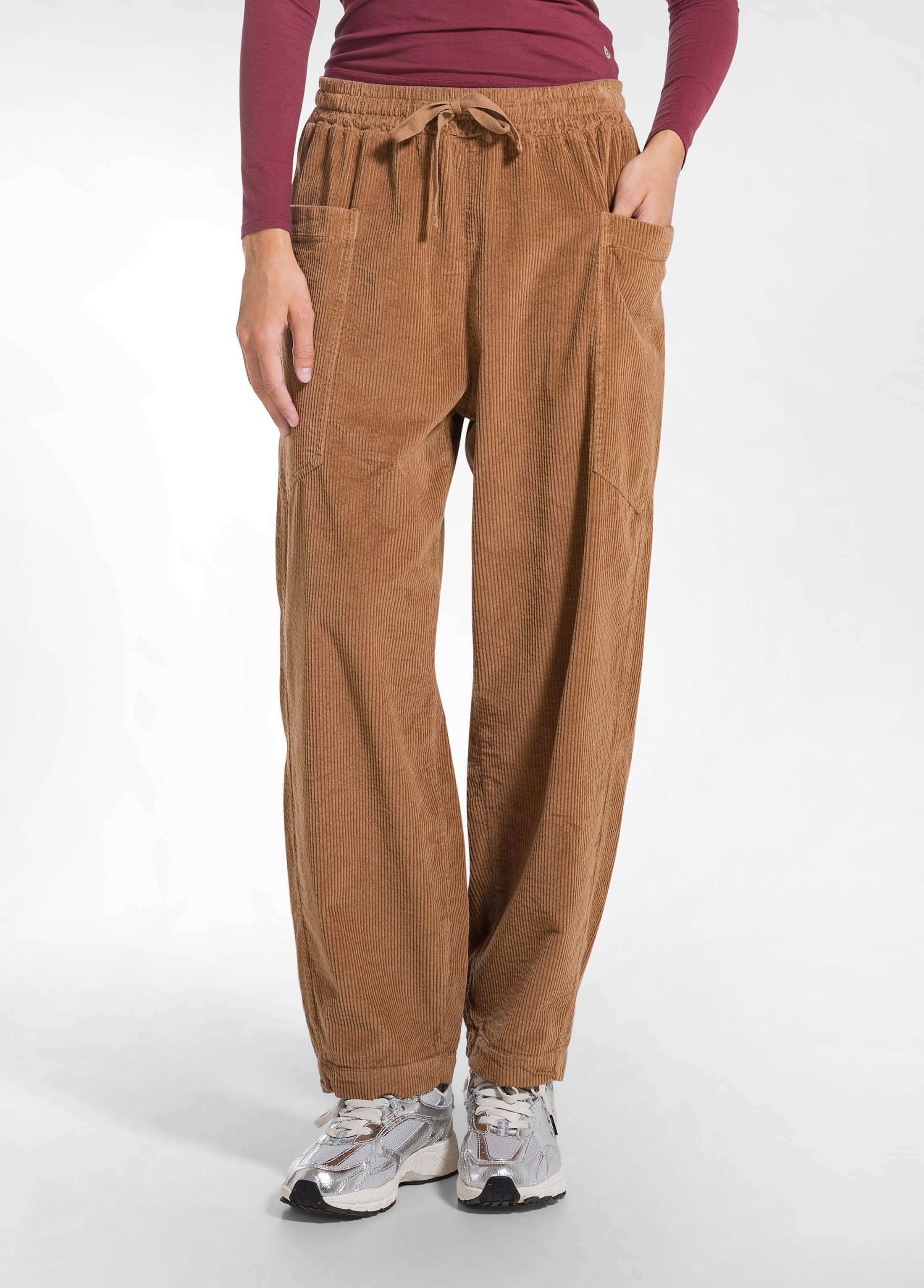 deha-pantalone-balloon-velluto-mille-righe-marrone image 2