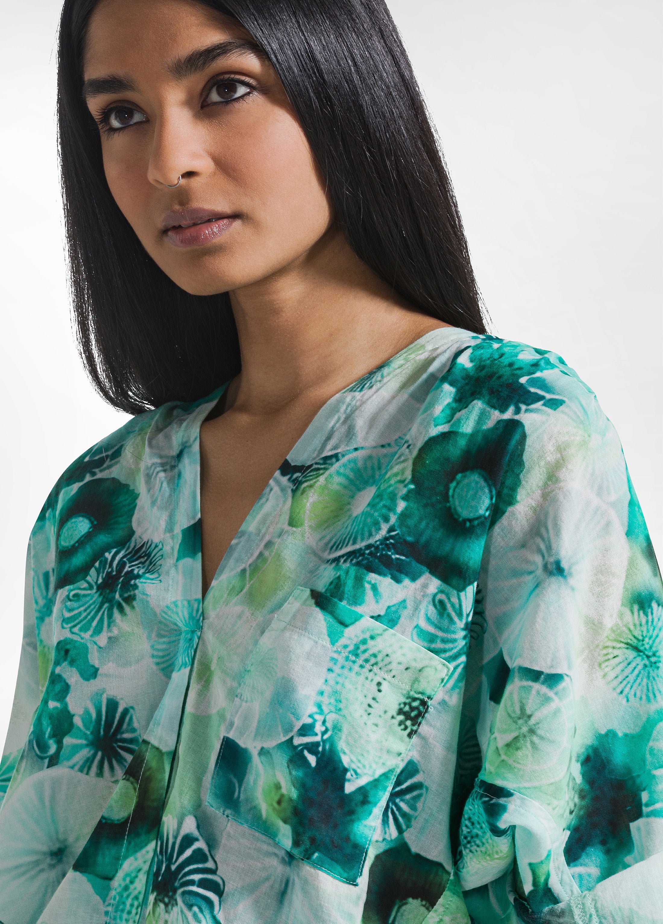deha-blusa-all-over-in-mussola-di-cotone-blu image 3