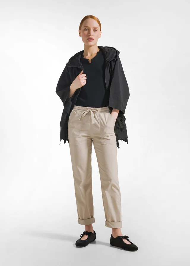 deha-a00645-pantalone-in-popeline-cotone-stretch-beige-con-coulisse image 1