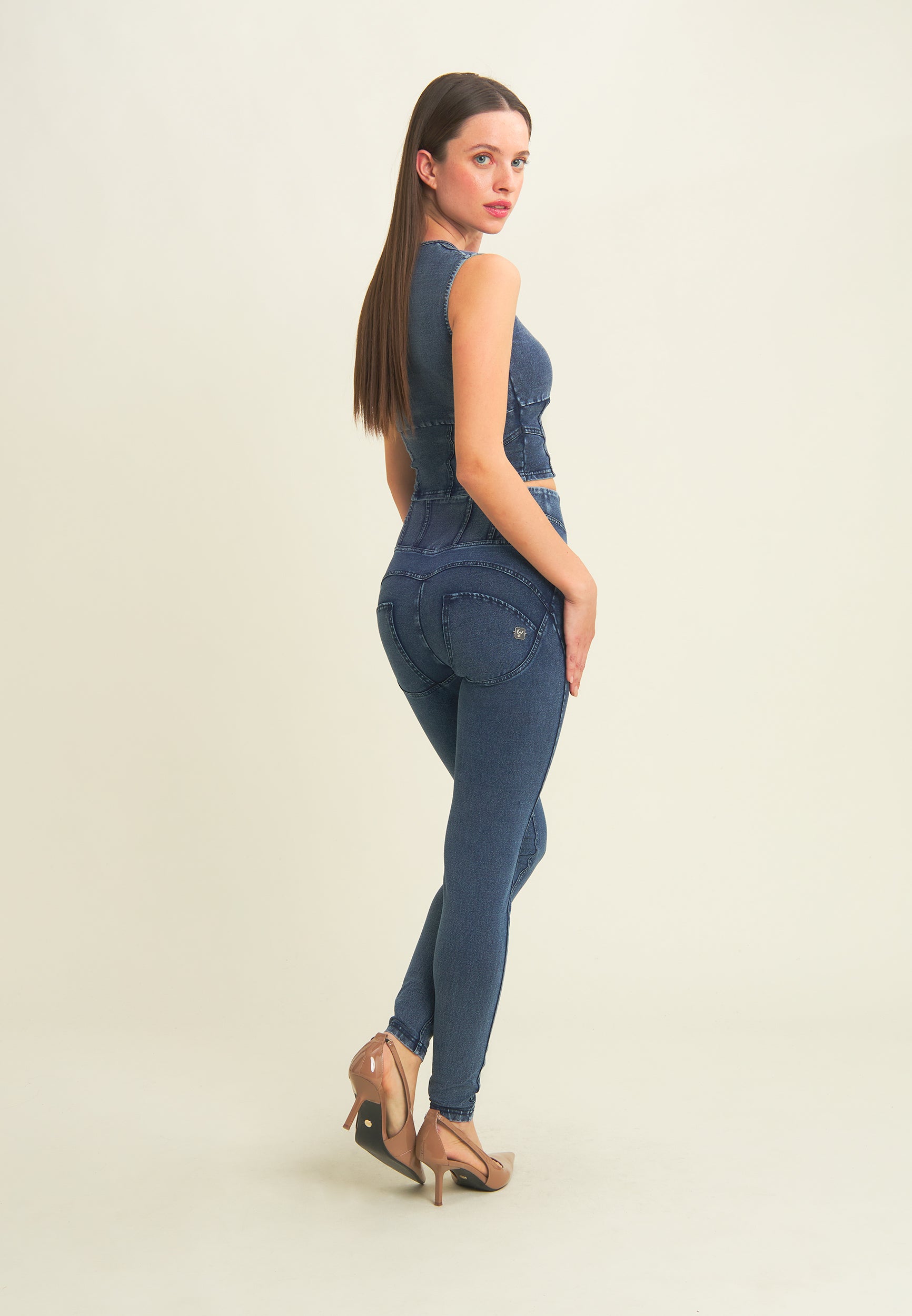 freddy-wr-up-pantaloni-superskinny-effetto-denim-vita-alta image 5