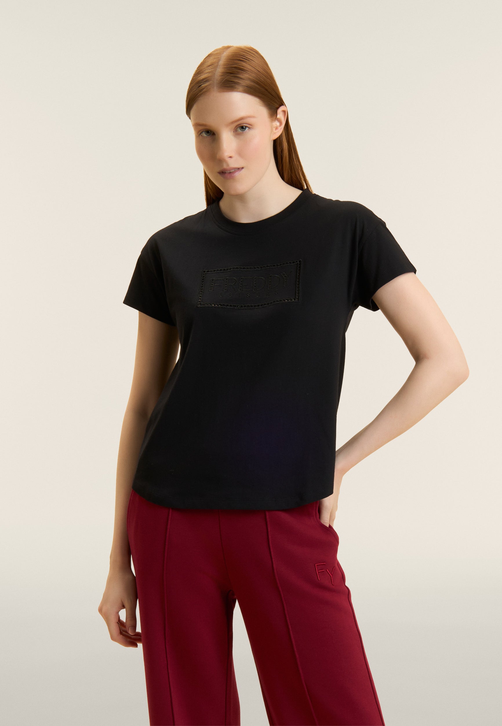 freddy-t-shirt-maniche-ad-aletta-e-logo-ricamato-in-cotone image 1