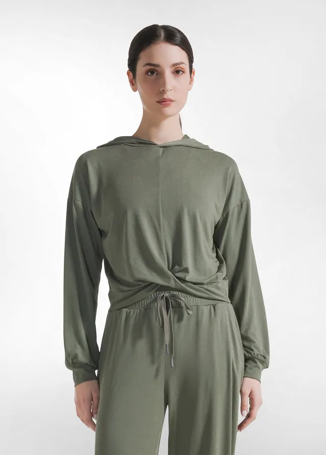 deha-d22032-felpa-con-nodo-in-jersey-modal-verde-cropped image 1