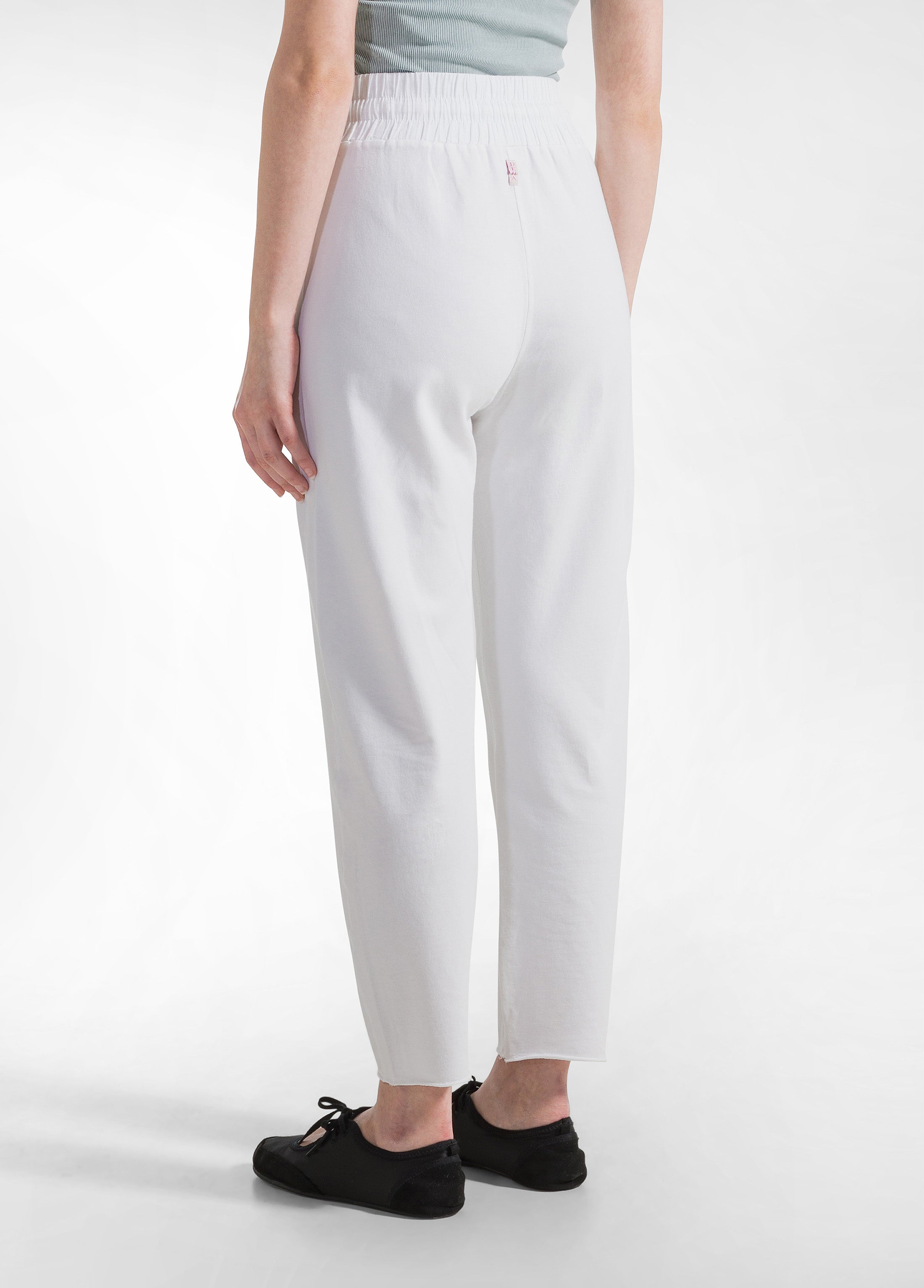 deha-pantalone-in-felpa-con-dettagli-in-lino-bianco image 3