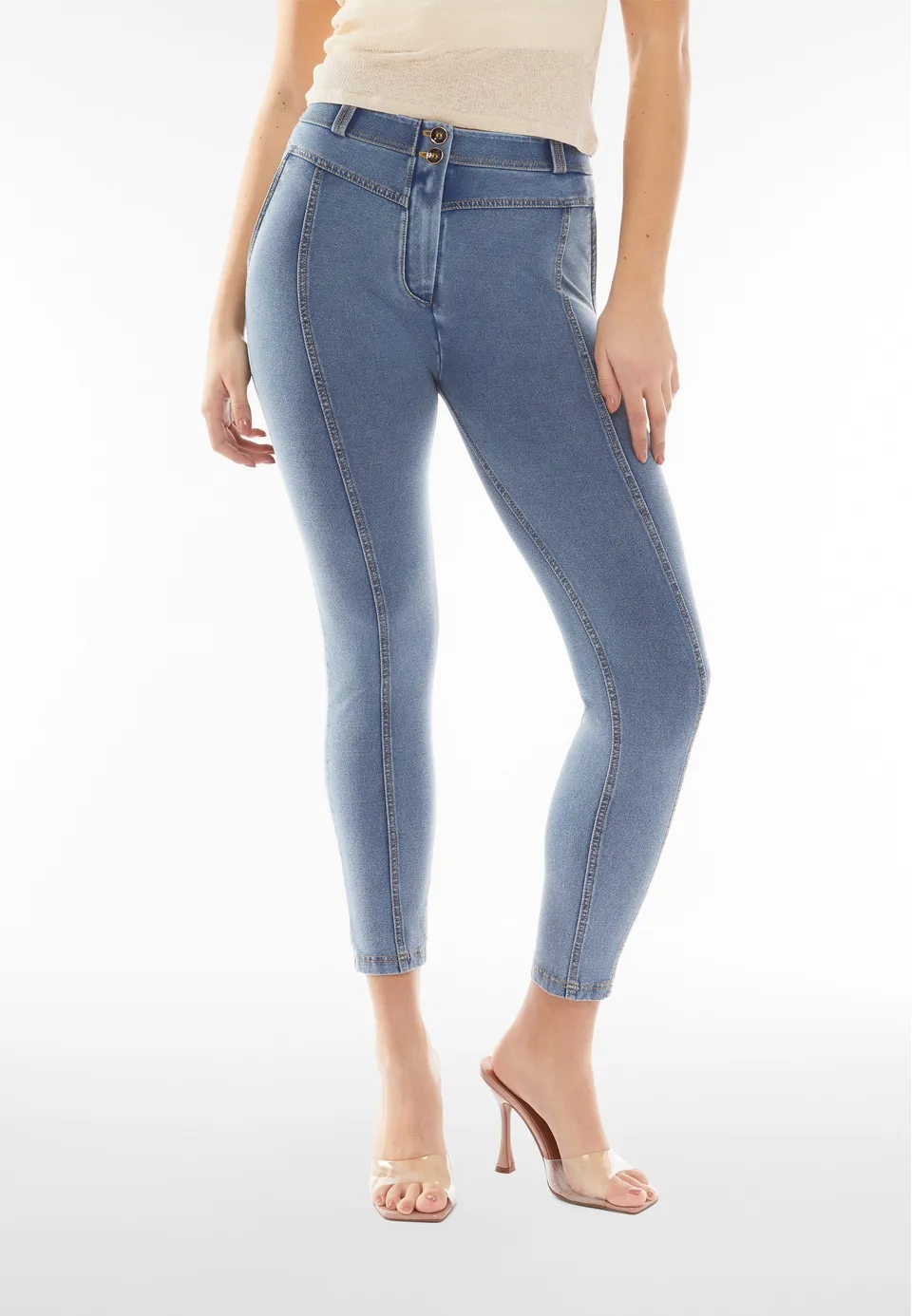 freddy-jeggings-wr-up-vita-alta-superskinny-effetto-denim-con-inserti image 1