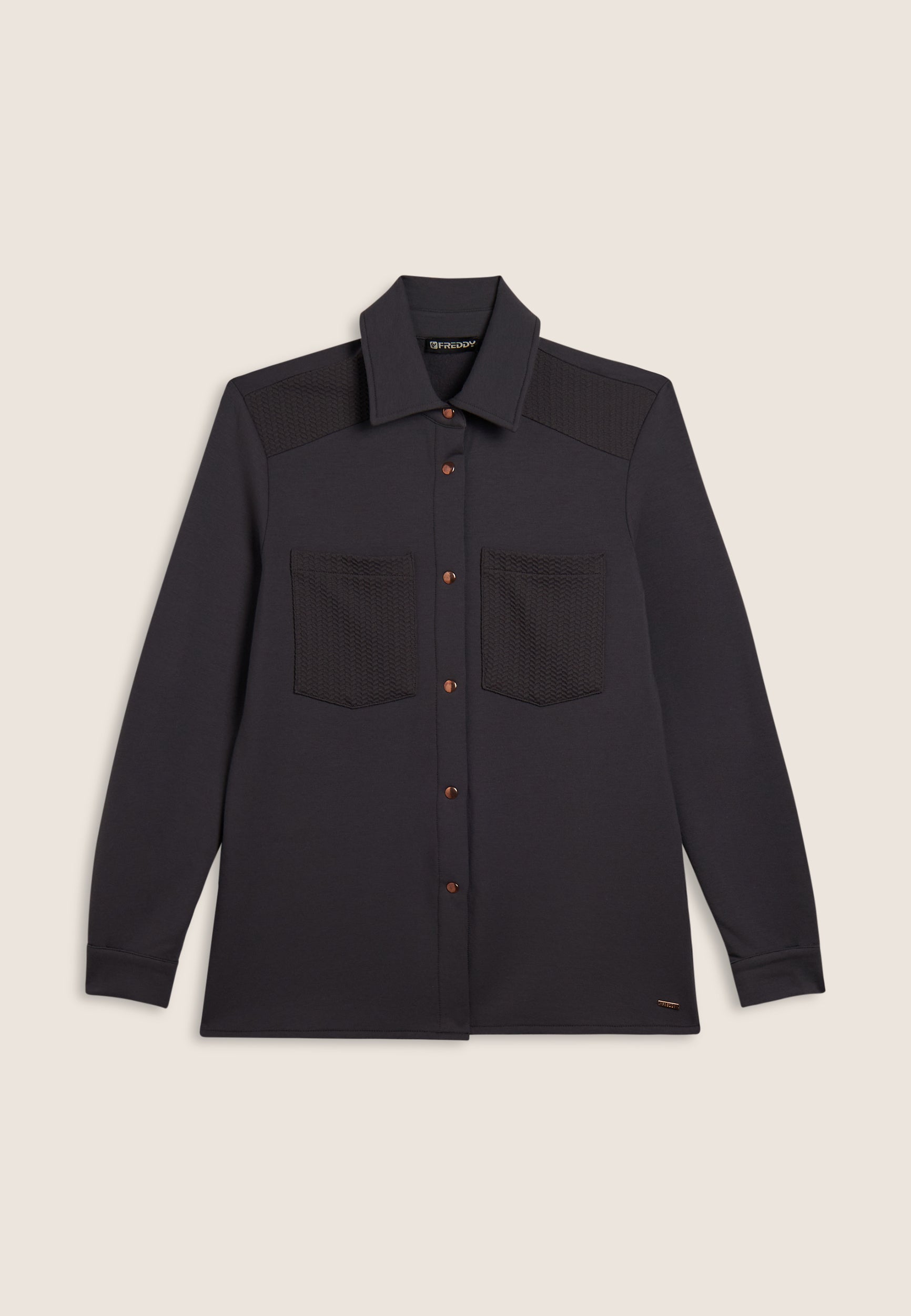 freddy-camicia-donna-in-felpa-modal-con-bottoni-dorati image 5