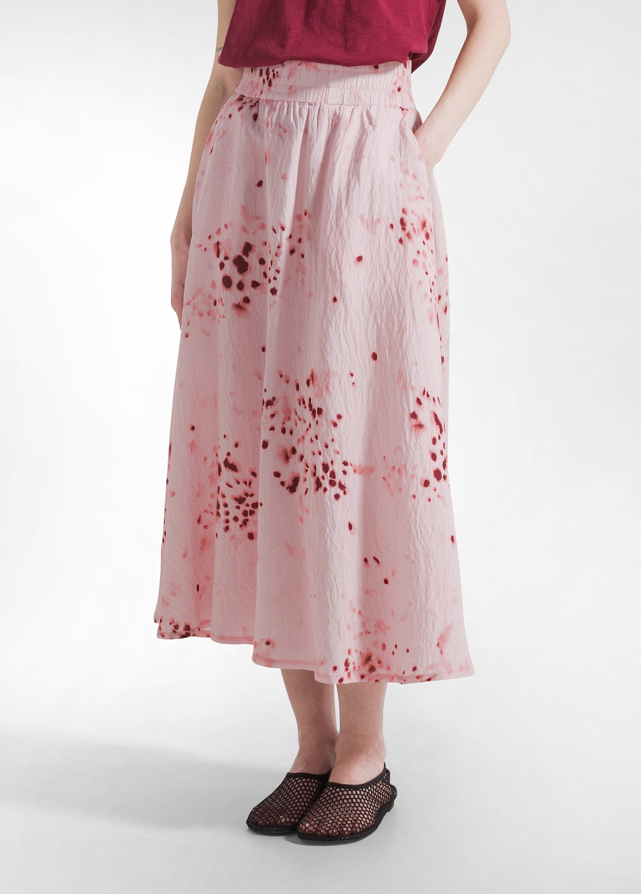 deha-gonna-in-viscosa-crinkle-rosa-stampa-allover image 2