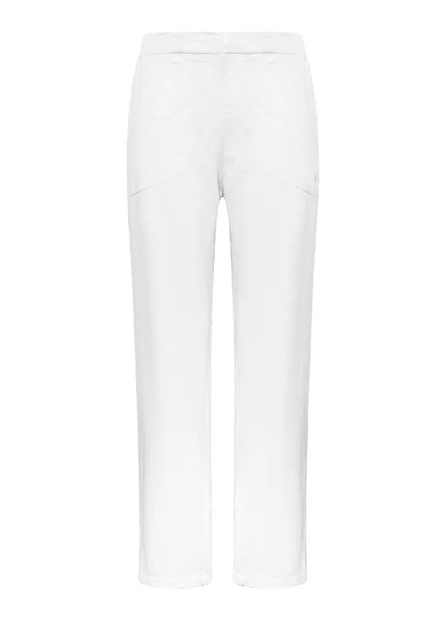 deha-d42665-pantaloni-dritti-in-cotone-fiammato-bianco image 1