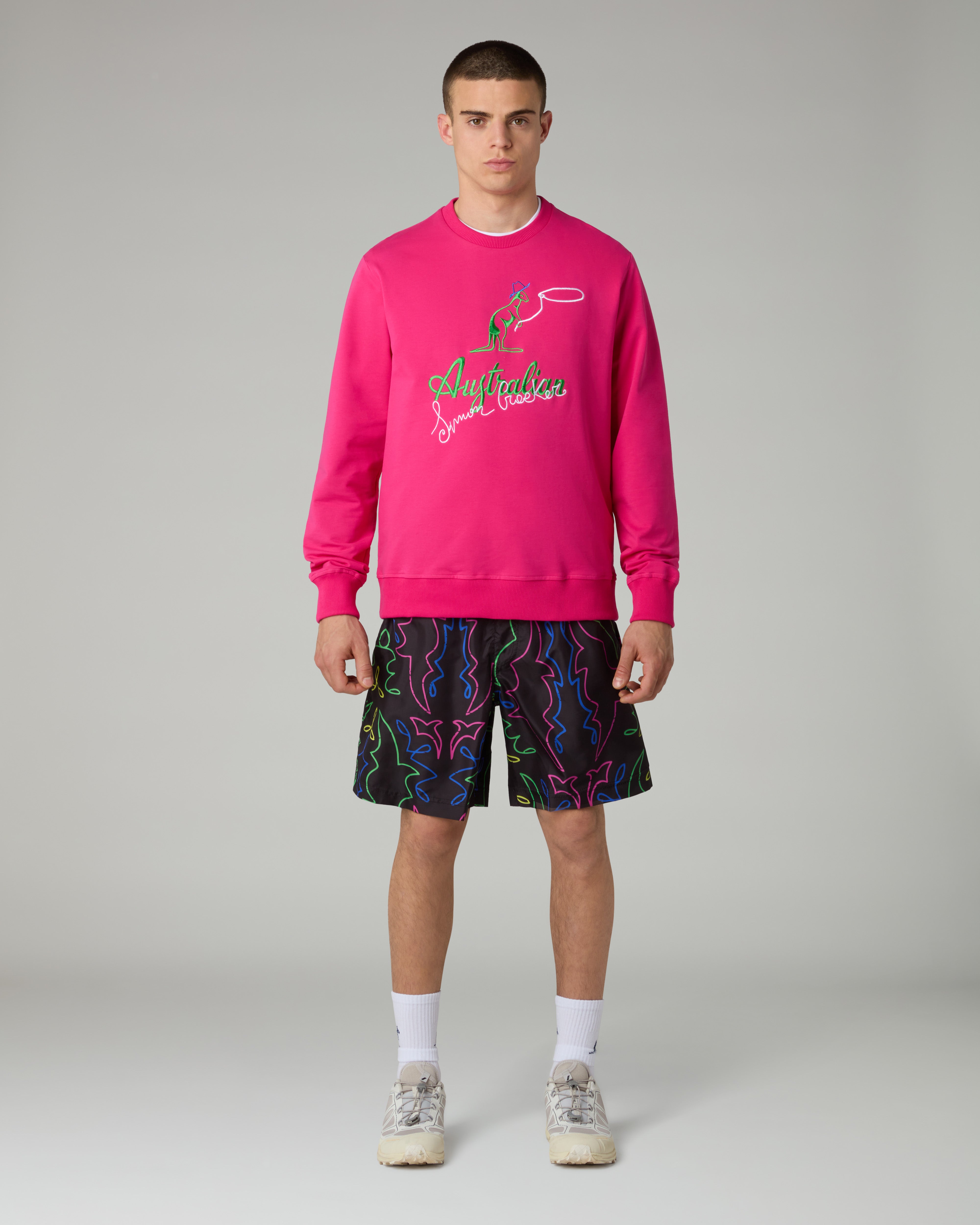 australian-cow-kangoo-crewneck-simon-cracker-x-australian-felpa-girocollo-fuxia image 2