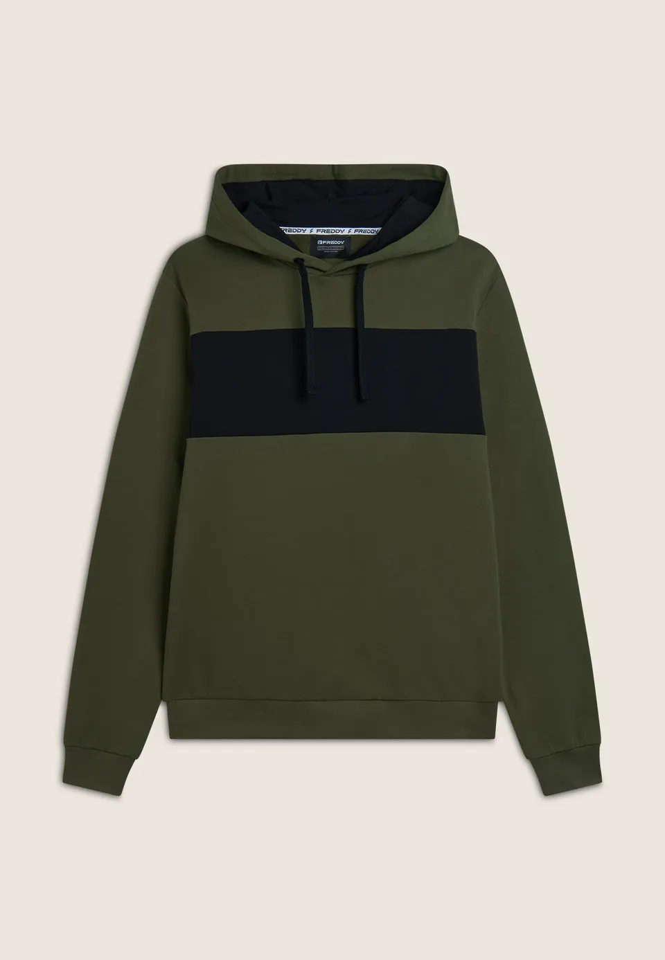 freddy-felpa-uomo-regular-fit-con-cappuccio-e-zip-color-block image 1