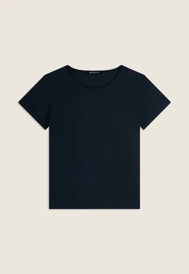 freddy-t-shirt-regular-donna-in-tessuto-stretch-base-cotone image 1