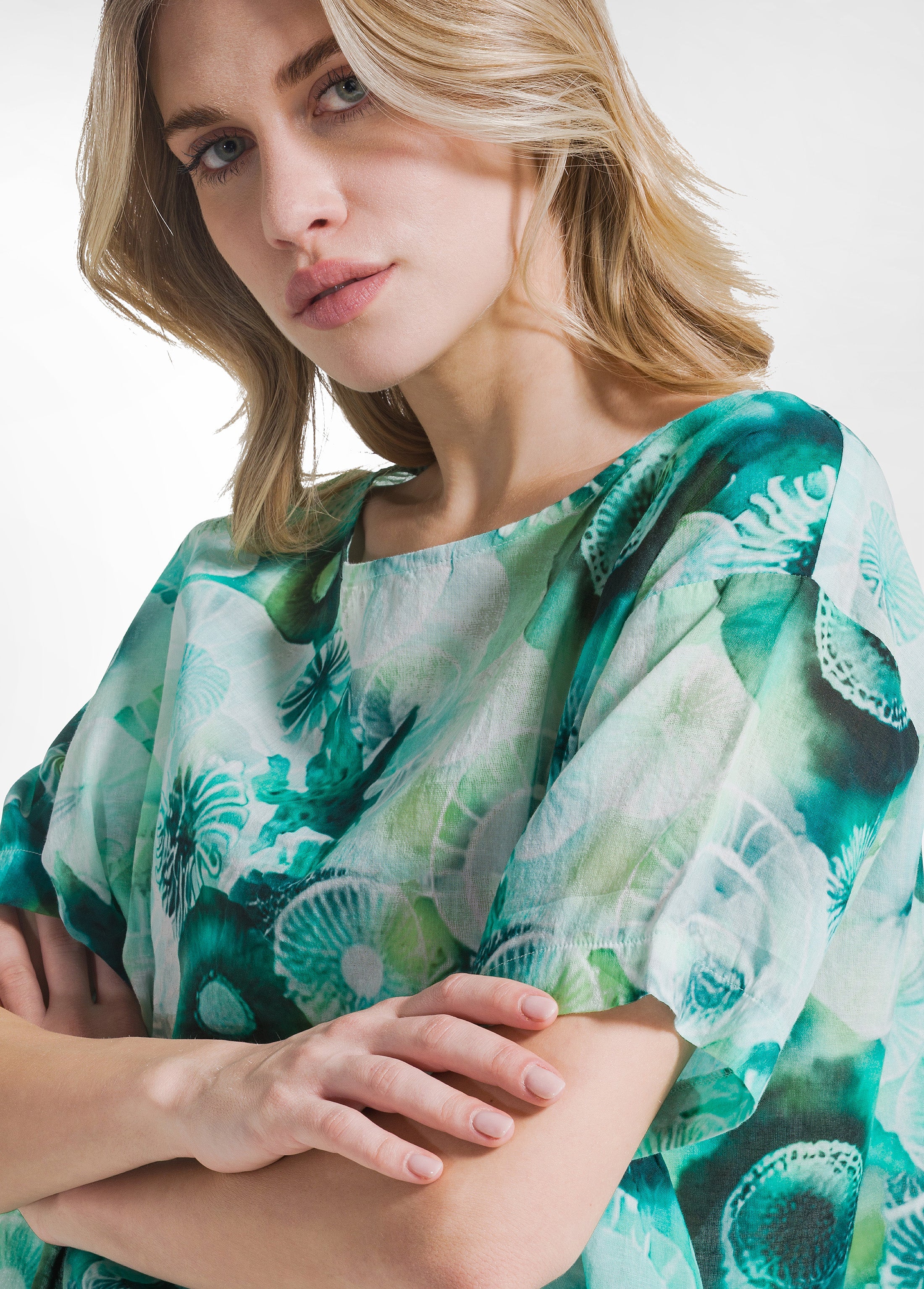 deha-top-all-over-in-mussola-di-cotone-blu image 3