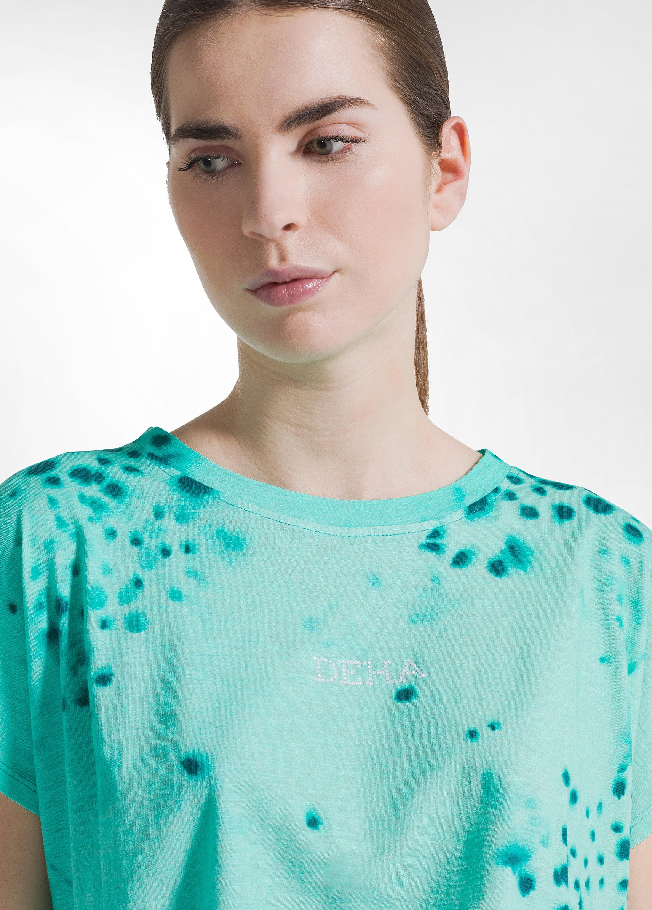 deha-t-shirt-in-cotone-fiammato-all-over-blu image 3