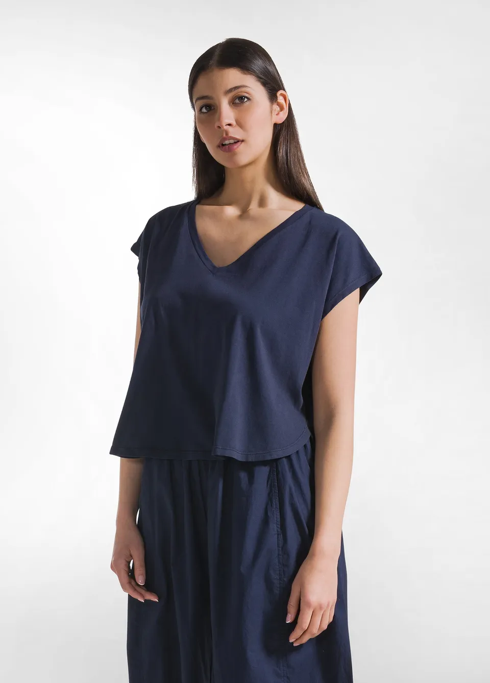 deha-t-shirt-loose-fit-in-jersey-organico-blu image 1