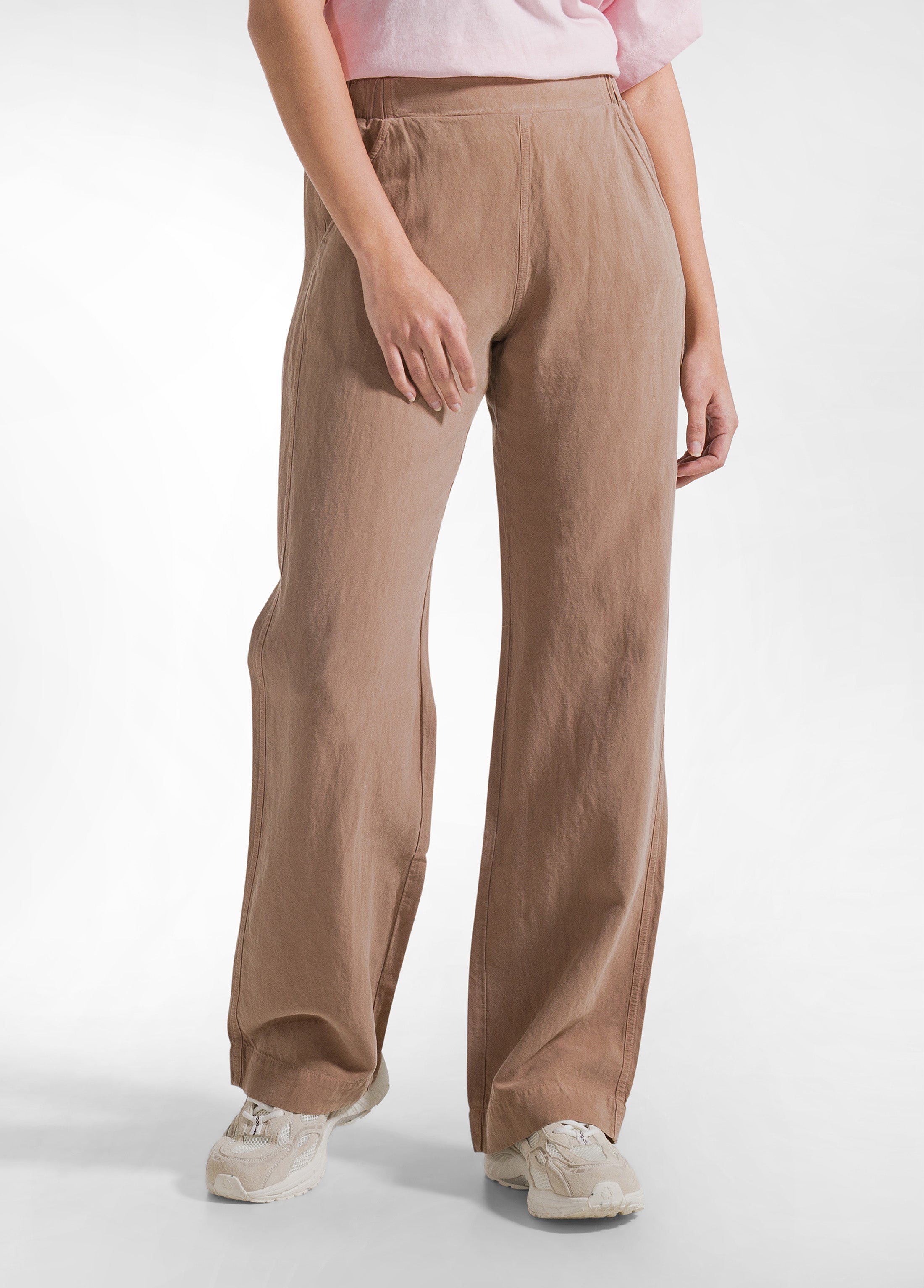 deha-pantaloni-dritti-in-lino-fiammato-marrone image 2