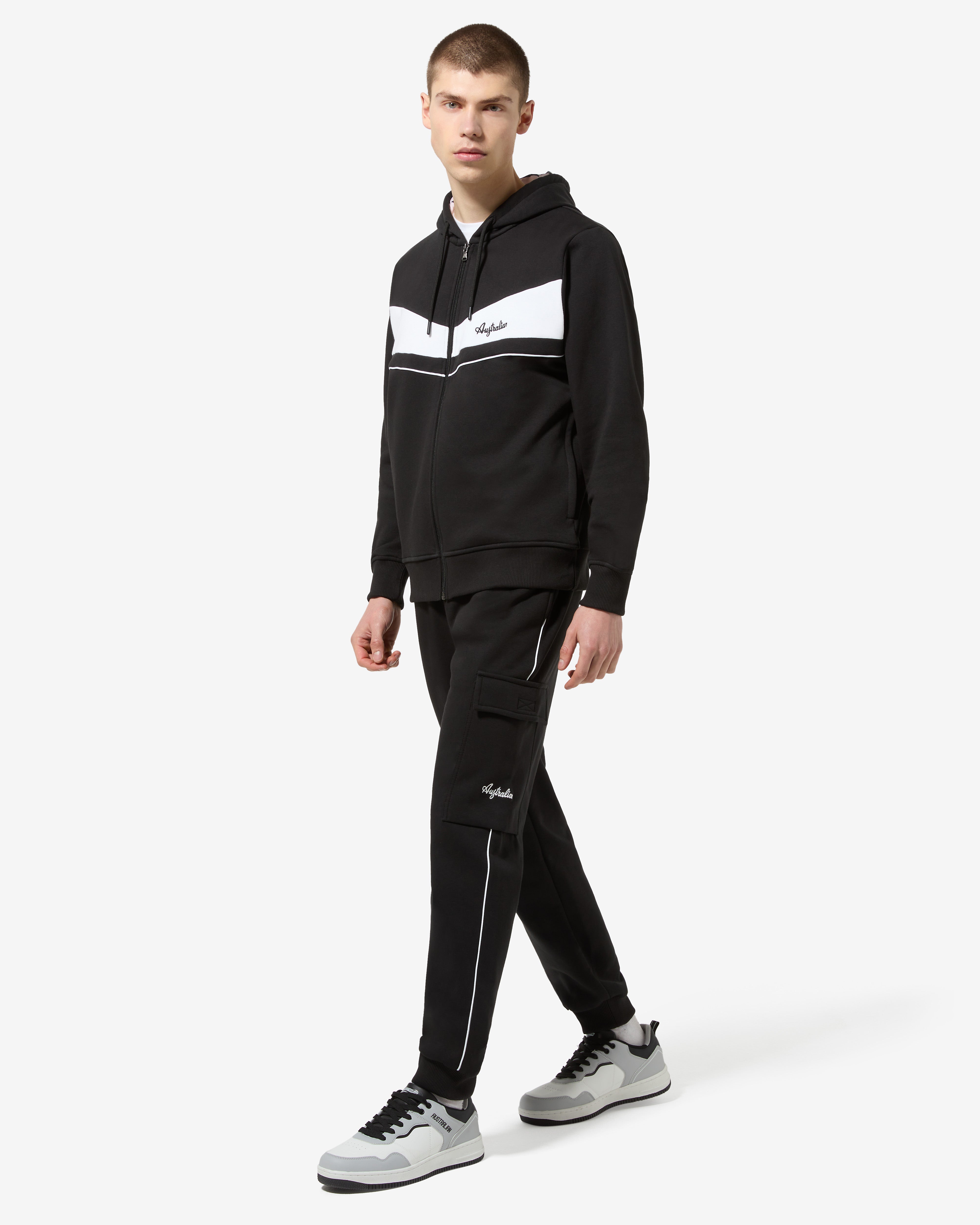 australian-raw-pink-track-jacket-giacca-felpa-con-cappuccio-nera image 2