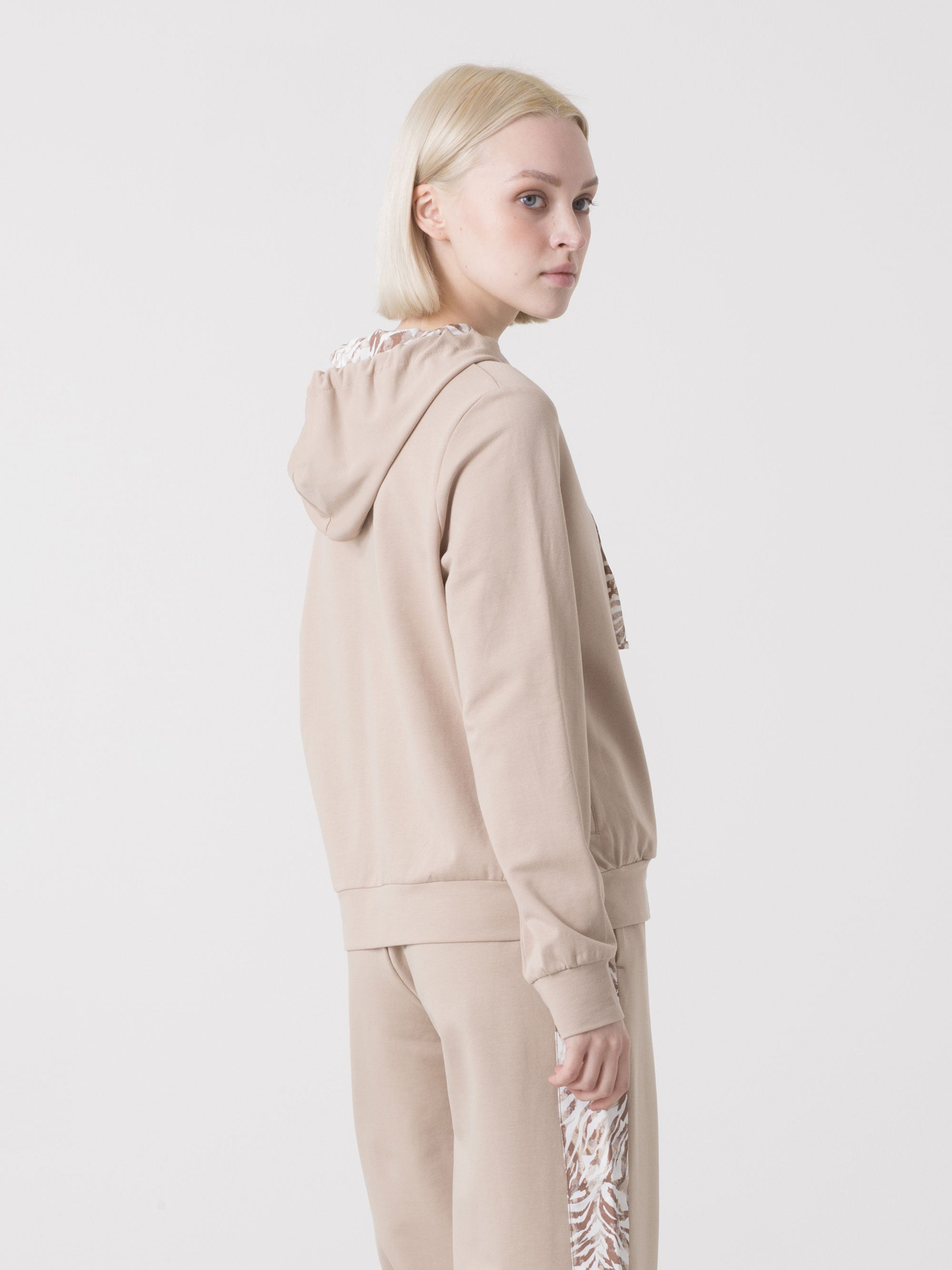 dimensione-danza-felpa-donna-full-zip-con-cappuccio-stretch-dettagli-animalier image 7