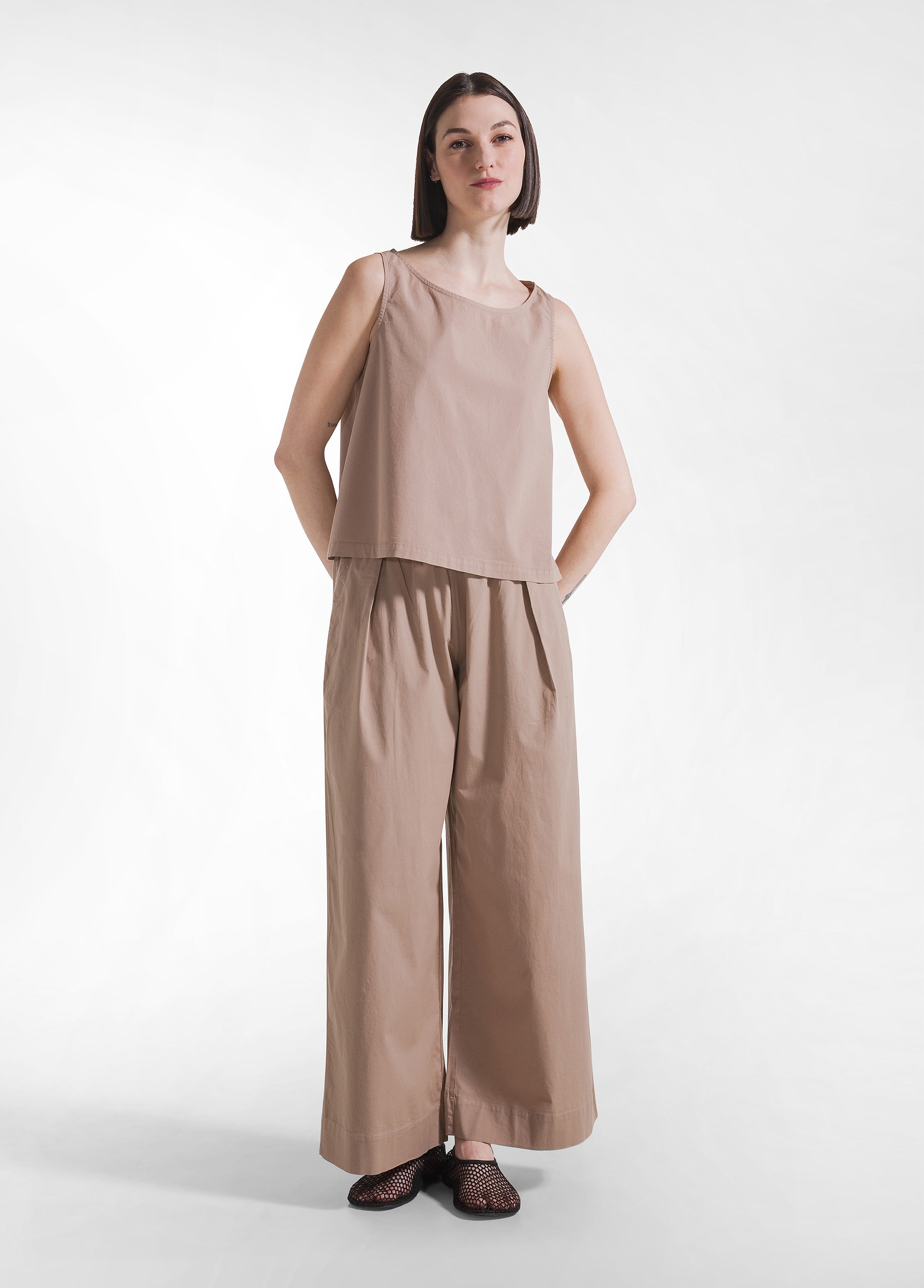 deha-top-in-popline-elasticizzato-marrone image 4
