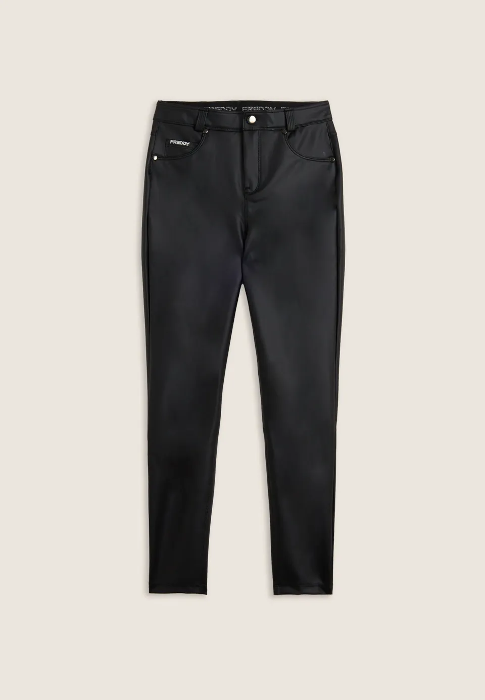 freddy-pantaloni-skinny-donna-in-similpelle-con-logo-ricamato image 1