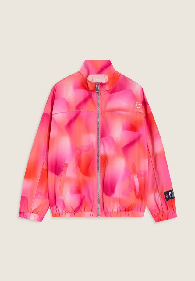 freddy-giacca-bambina-leggera-rosa-arancio-fantasia-sfumata-full-zip image 1