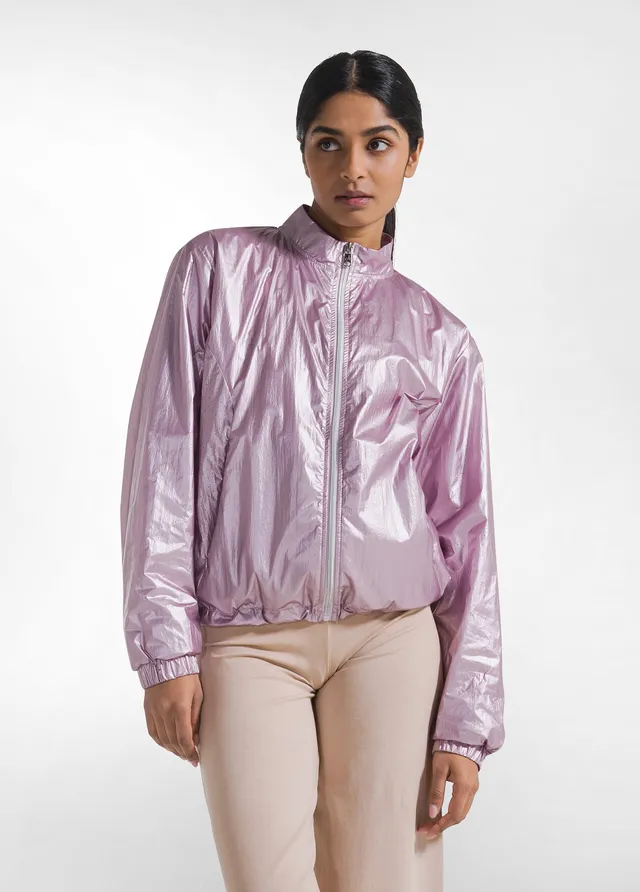 deha-bomber-collo-alto-nylon-metallico-rosa-d42431 image 1