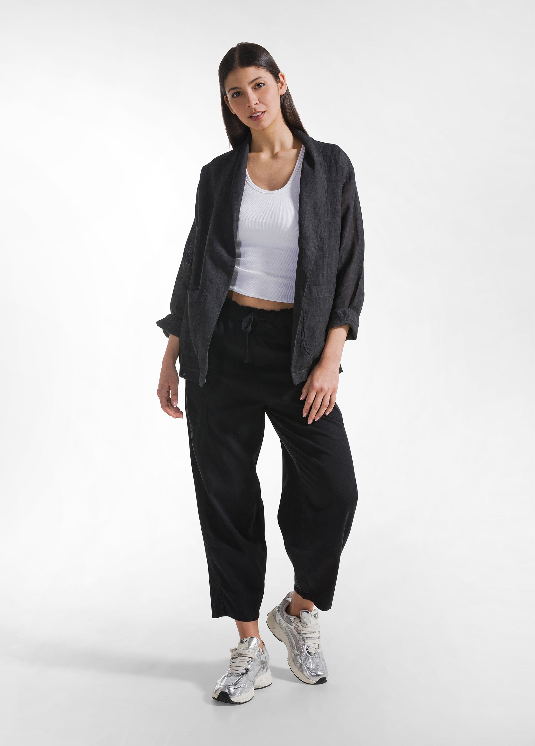 deha-blazer-in-lino-effetto-sfumato-nero image 4