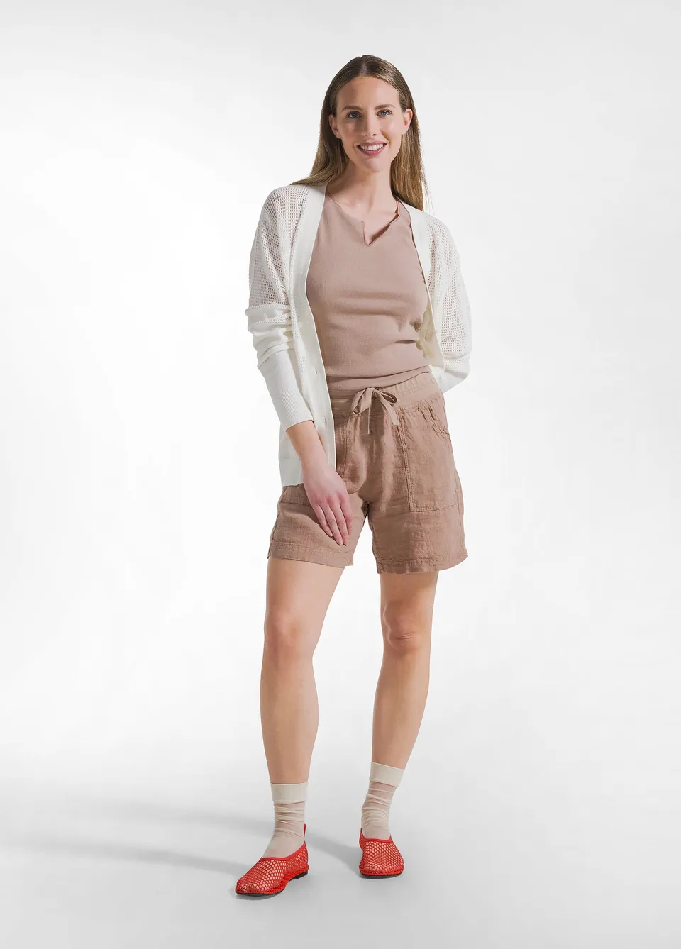 deha-shorts-in-lino-marrone-d42595 image 1