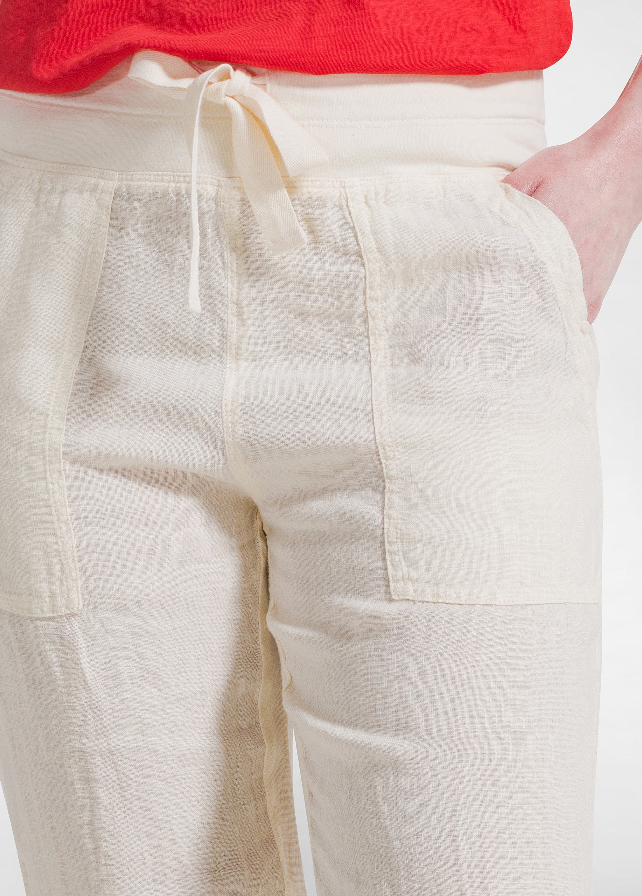 deha-pantaloni-in-lino-bianco-donna-pantaloni-casual-estivi image 4