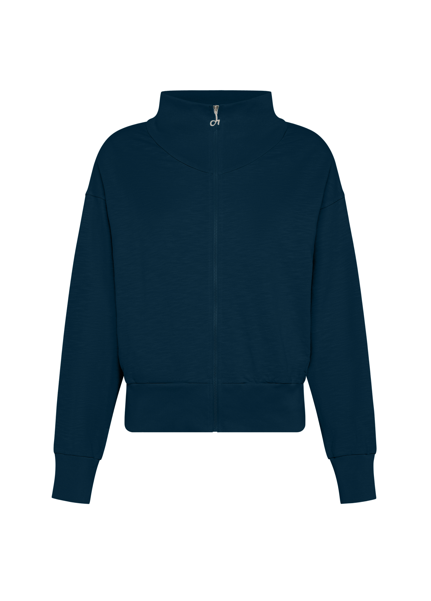 deha-felpa-con-zip-in-cotone-fiammato-blu image 1