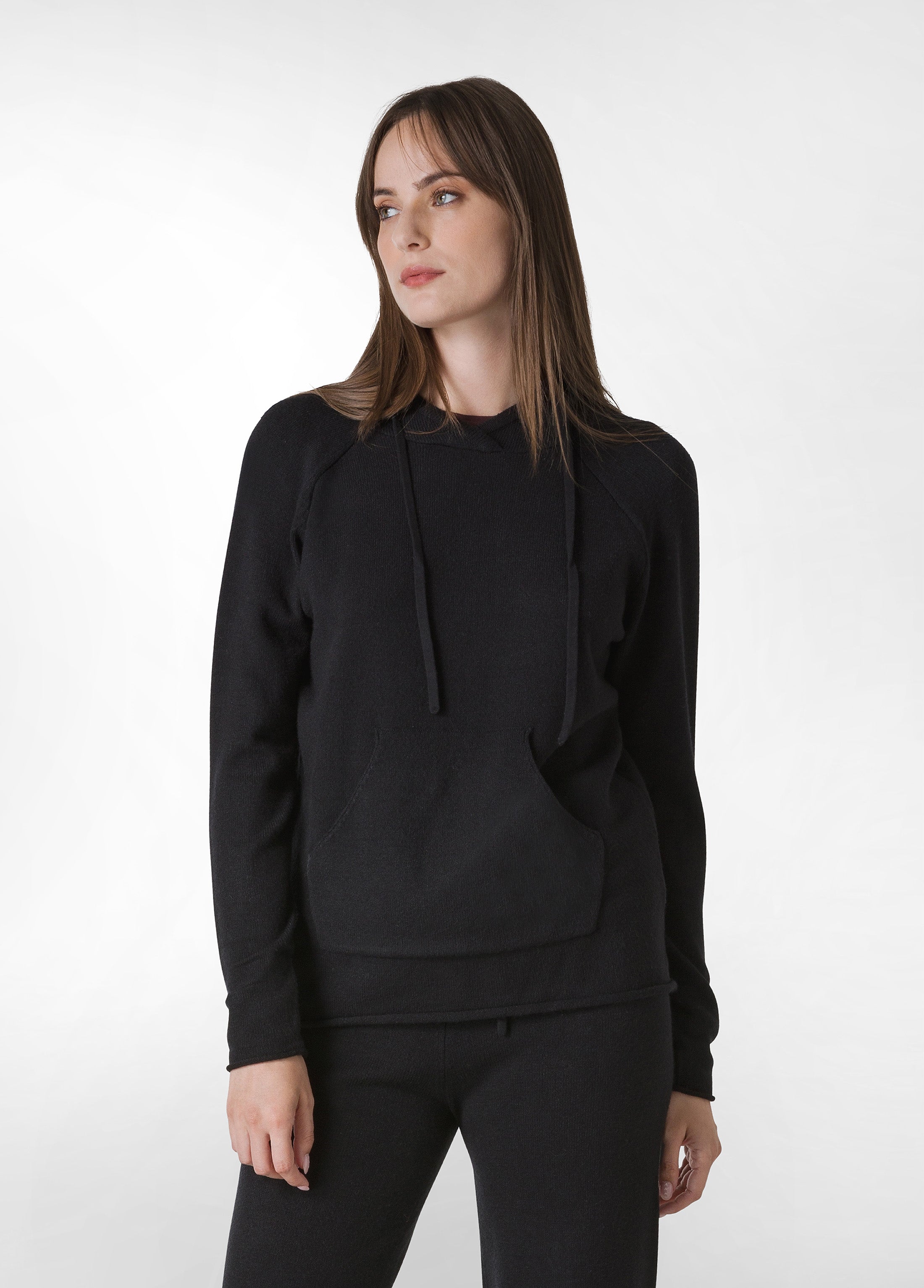 deha-pullover-con-cappuccio-nero-in-misto-viscosa image 1